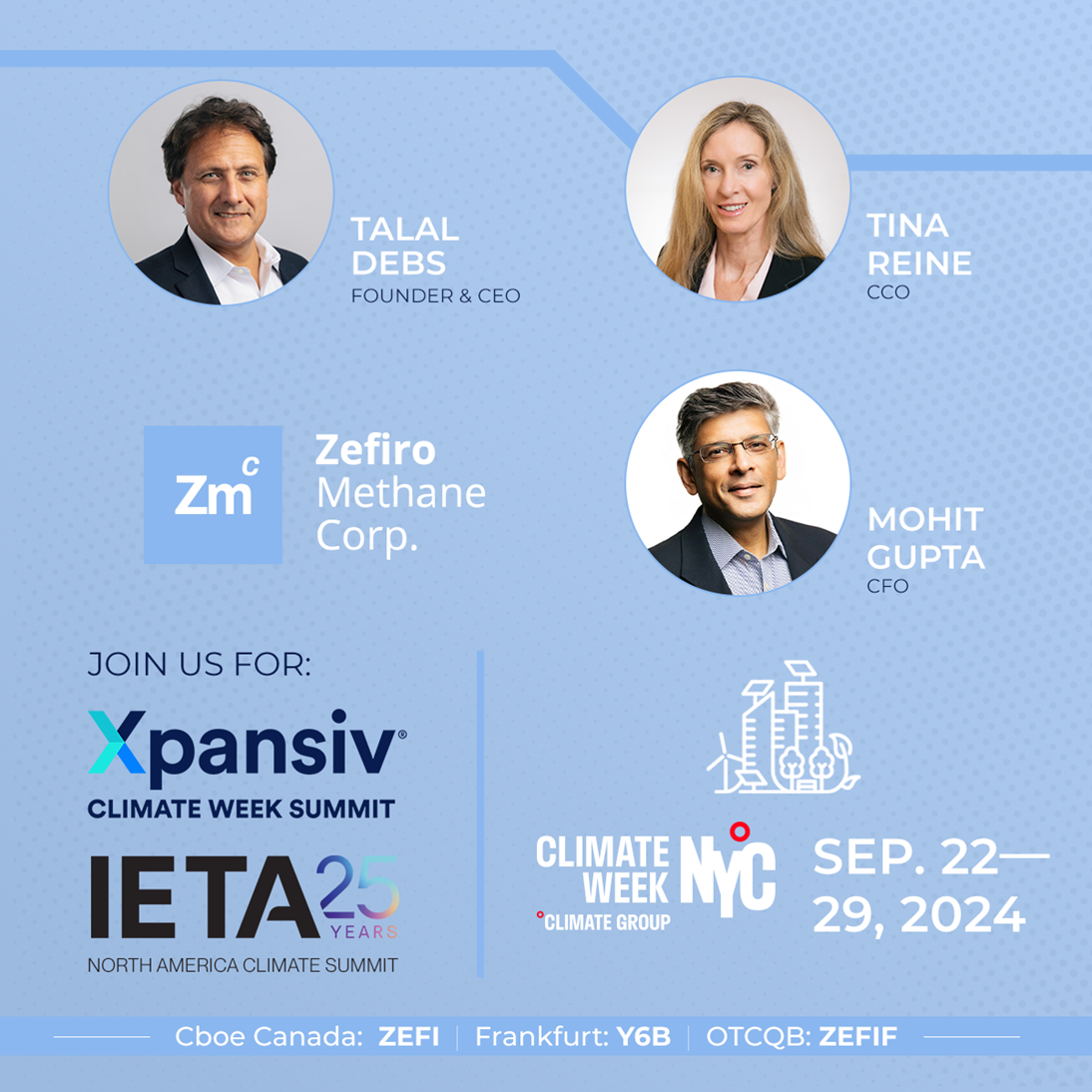 With a wide-ranging presence at NYC Climate Week 2024, Zefiro aims to showcase its latest business developments and make connections with influential public and private sector figures