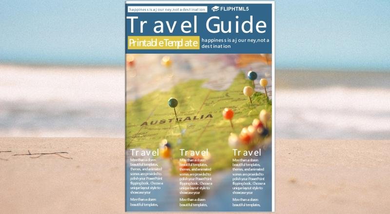 FlipHTML5's travel guide template guarantees hassle-free guide creation with its drag-and-drop interface.