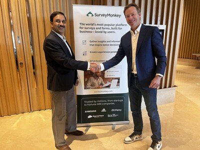 L to R - Jeetendra Agrawal, VP-Engineering (India) & Eric Johnson, Global CEO - SurveyMonkey Inc. at the Bengaluru, India, launch announcement