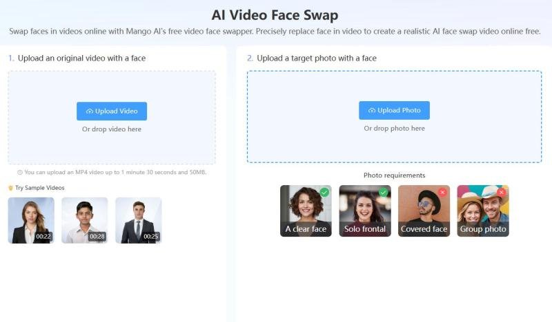 Mango AI provides an advanced face changing app that allows users to easily swap faces in photos and videos.