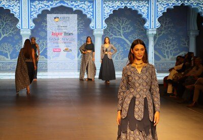 'The Rajwada', presented by students of Amity School of Fashion Technology at Amity University Rajasthan, involved the use of eco-friendly fabrics and natural dyes, weaves and patterns that brought to life the intricate craftsmanship of Rajasthani artisans.