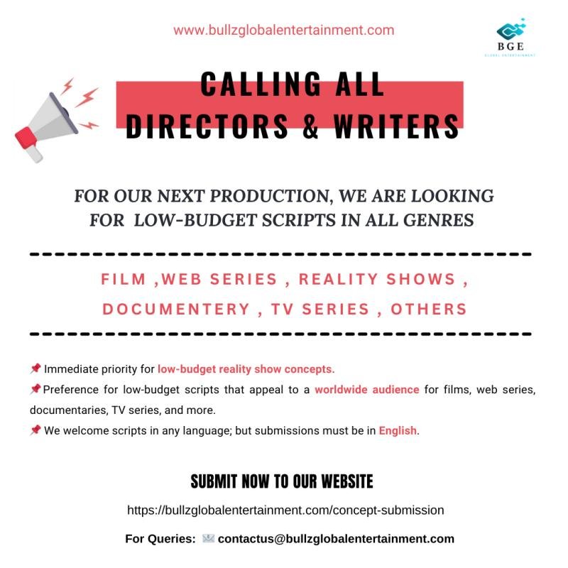 Bullz Global Entertainment looks for globally appealing, low-budget reality shows and market-ready film scripts.