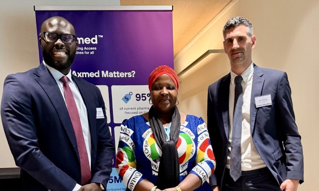 Axmed CEO Emmanuel Akpakwu with INSERT NAMES at 78th World Health Assembly.jpeg