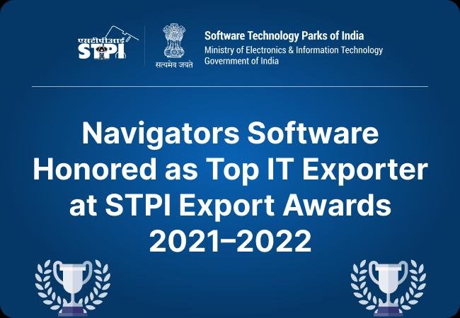 Navsoft wins Top IT Exporter award at STPI Export Awards 2021-22, honoring excellence in global software development & innovation.
