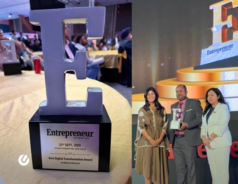 Unified Infotech wins the "Best Digital Transformation Company" award at the Entrepreneur Awards 2025.