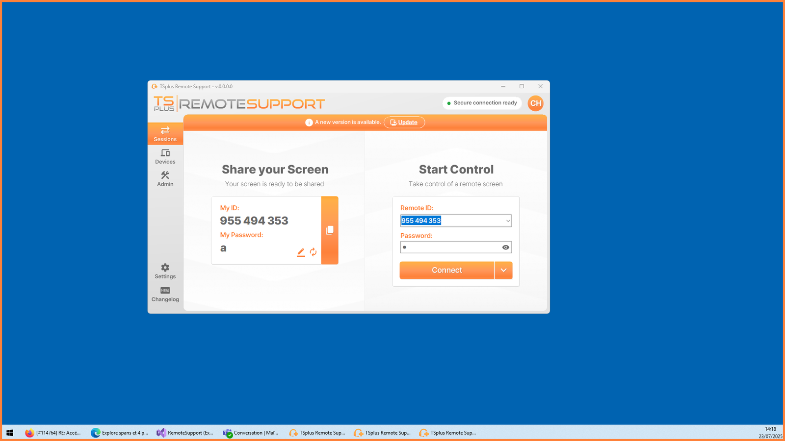 Remote Support Screen sharing indicator