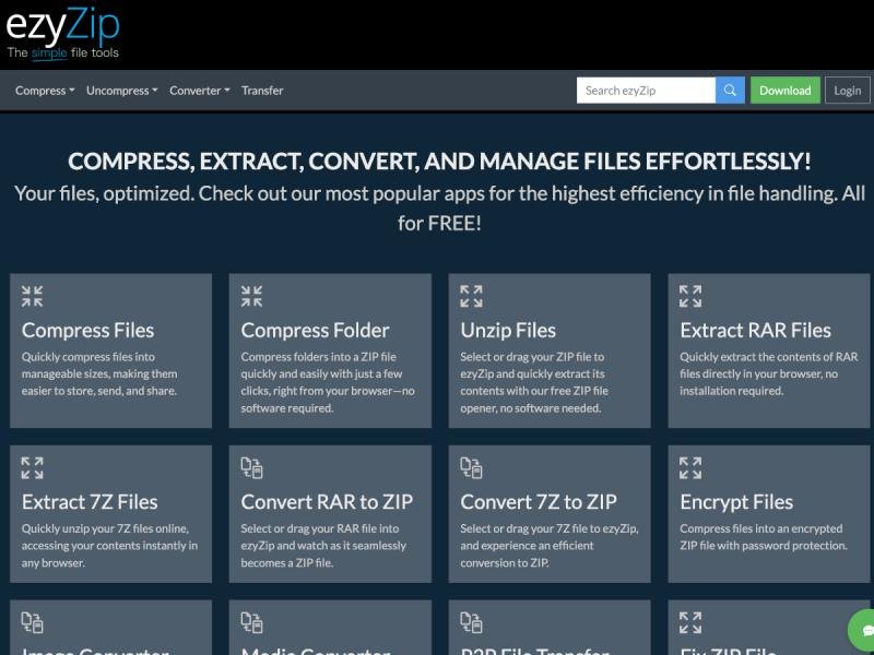 Research finds ezyZip leads browser-based archive tools with 140+ format support