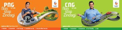 Brand ambassadors Sakshi Tanwar and Ravi Kishan feature in PNGRB’s ‘Non-Stop Zindagi’ consumer awareness campaign. (PRNewsfoto/ONE Advertising and Communication Services Ltd.)