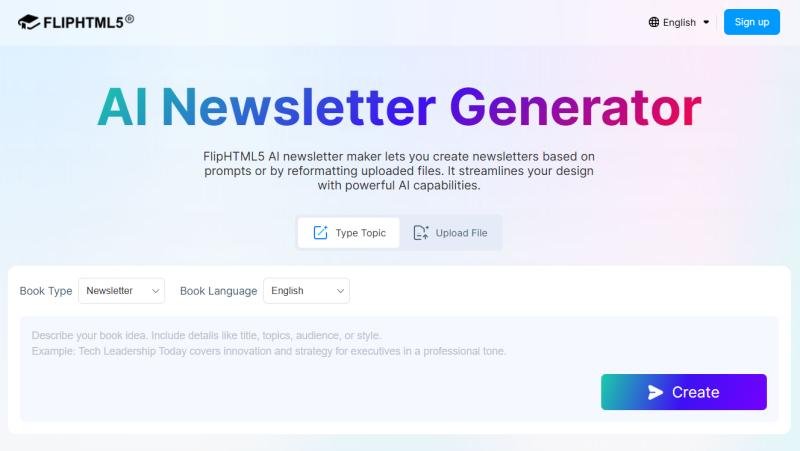 FlipHTML5's AI newsletter maker enables rapid creation of professional announcement newsletters for effective communication.