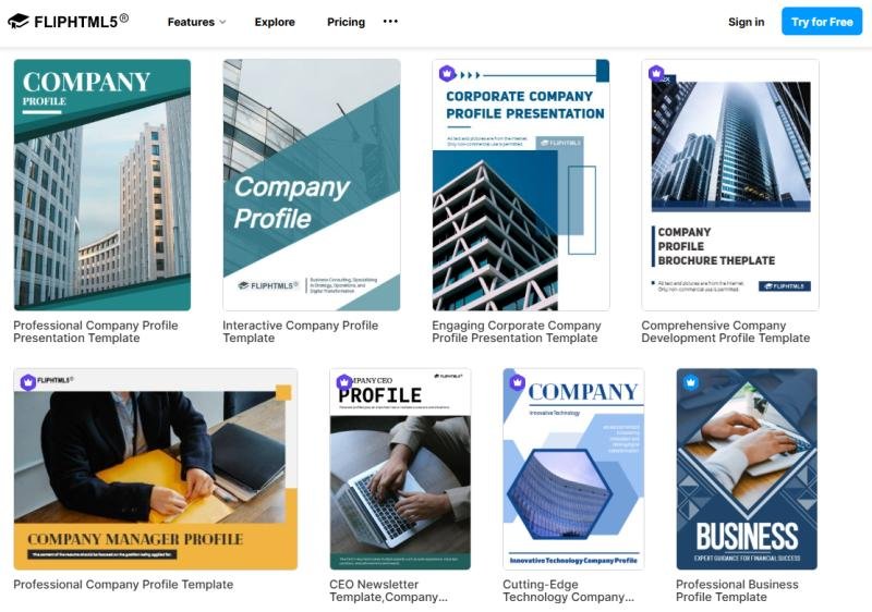FlipHTML5's company profile templates enable users to efficiently create and share digital profiles.