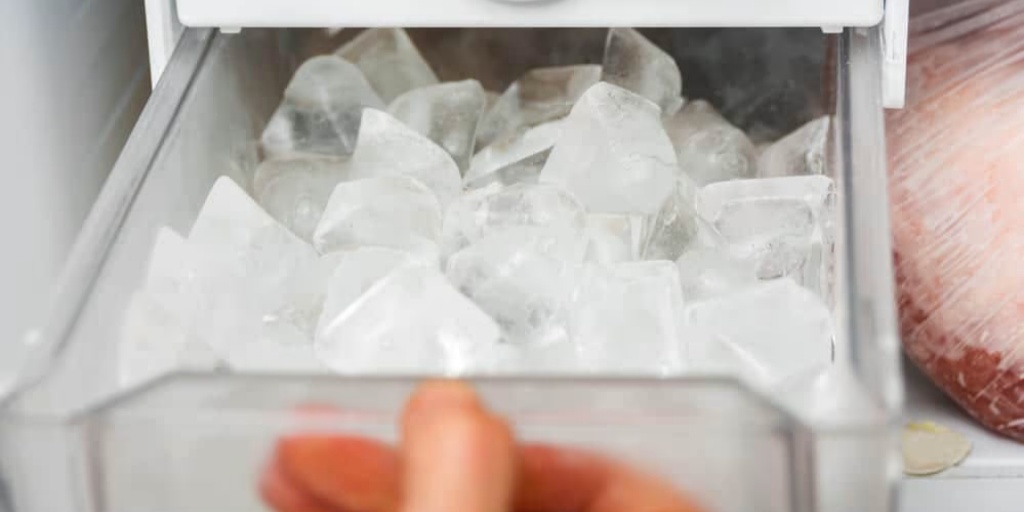 ice cubes in the refrigerator