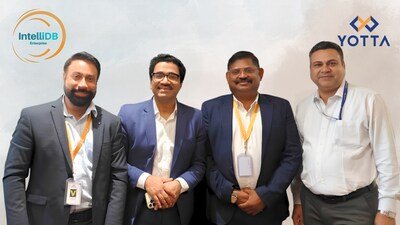 From Left; Gagandeep Singh, Co-Founder & CEO at IntelliDB; Sunil Gupta, Co-Founder MD & CEO at Yotta Data Services; Neelesh Verma, Co-Founder & CRO at IntelliDB; Sashisekhar Panda, Executive VP & Head of Cloud Services at Yotta Data Services